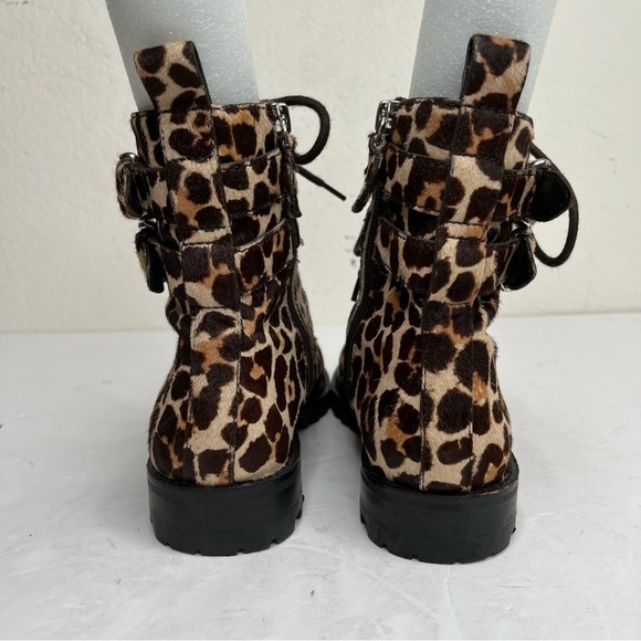 Rebecca Minkoff Jaden Leopard Print Cow Fur Buckle Boots Sz 7.5 Mobwife Boho - Picture 5 of 10